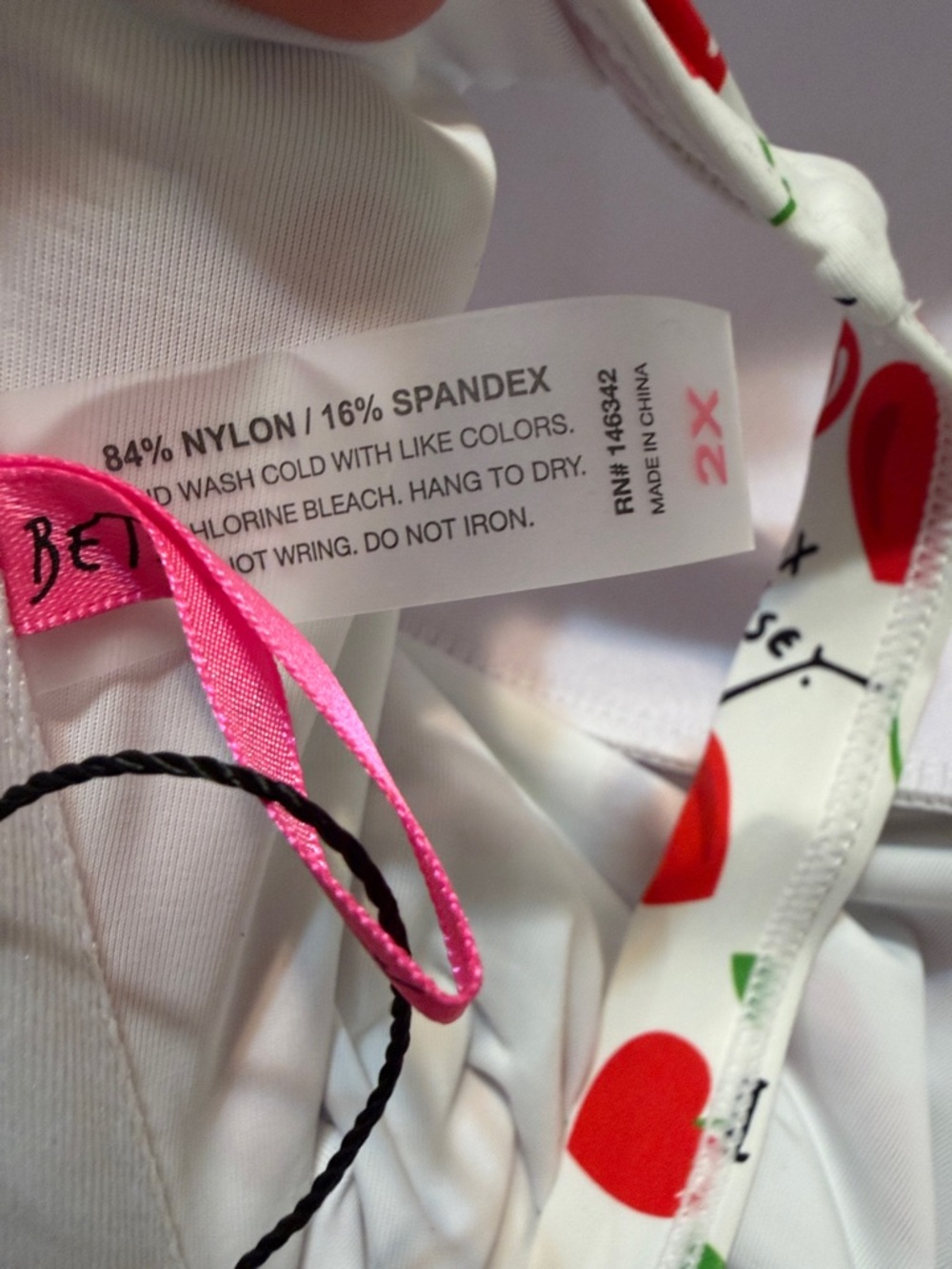 Betsey Johnson White and Cherry-Print Swimsuit MSRP $128 - Picture 7 of 7